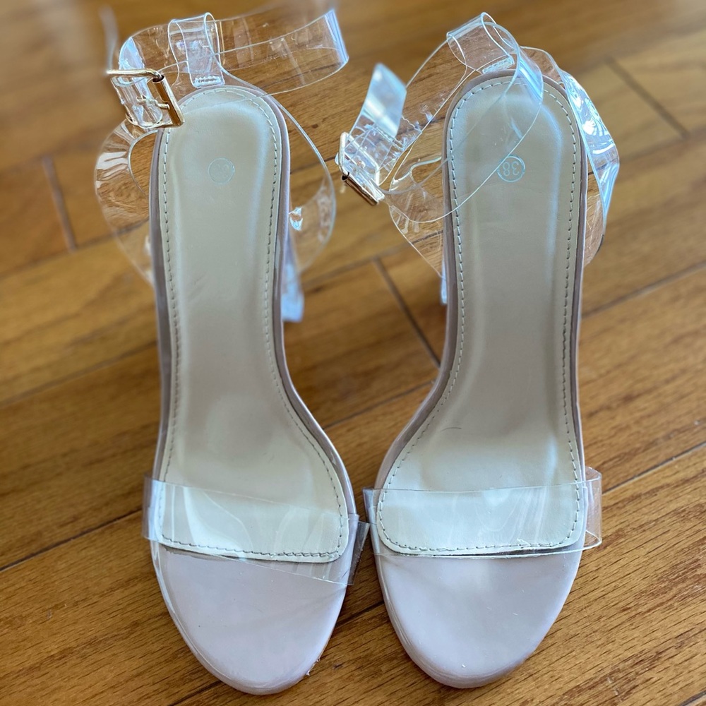 Clear block heel